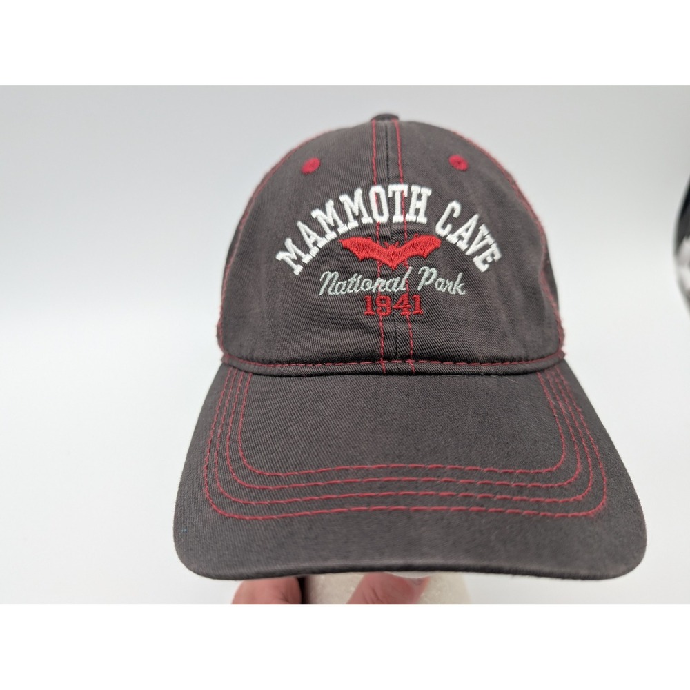 Prairie Mountain Mammoth Cave National Park Hat Gray Red Contrast Stitch Bat Cap
